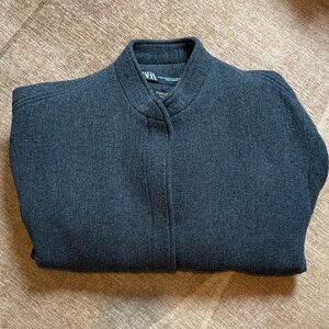 Zara Wool Blend Bomber Jacket Oversized Dark grey size Xs/sm